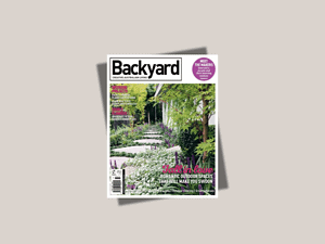 Backyard Creative Australian Living Magazine cover, Edition 15.1 (2017), featuring Paal Grants Mandala – an award-winning show garden built around a sculptural moon gate.