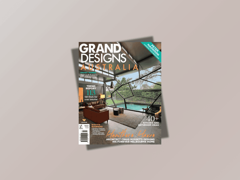 Grand Designs Australia Magazine cover, Edition 6.4 (2017), featuring Mandala and The Modular Garden – two sculptural landscape projects by Paal Grant.