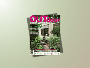 Outdoor Design and Living Magazine cover, Edition 32 (2015), featuring two Paal Grant projects – Docklands Rooftop and Albert Park Garden.