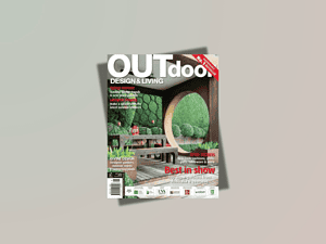 Outdoor Design and Living Magazine cover, Edition 28 (2015), featuring Paal Grants Mount Eliza Residence – a coastal garden anchored by a corten pavilion.
